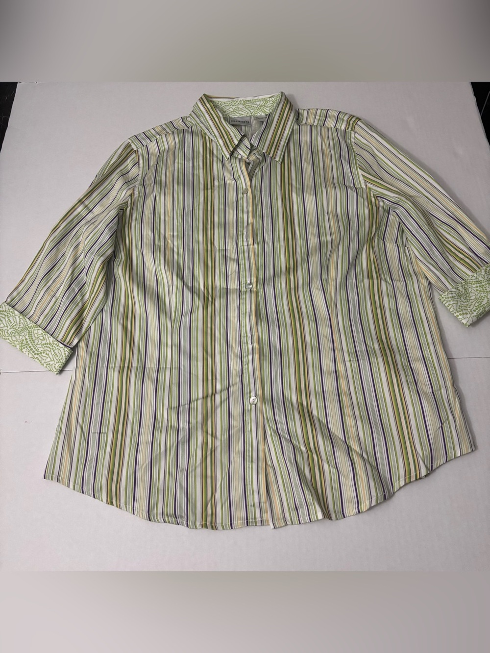 CHICO'S button shirt Vineyard Stripe Women’s Size 3